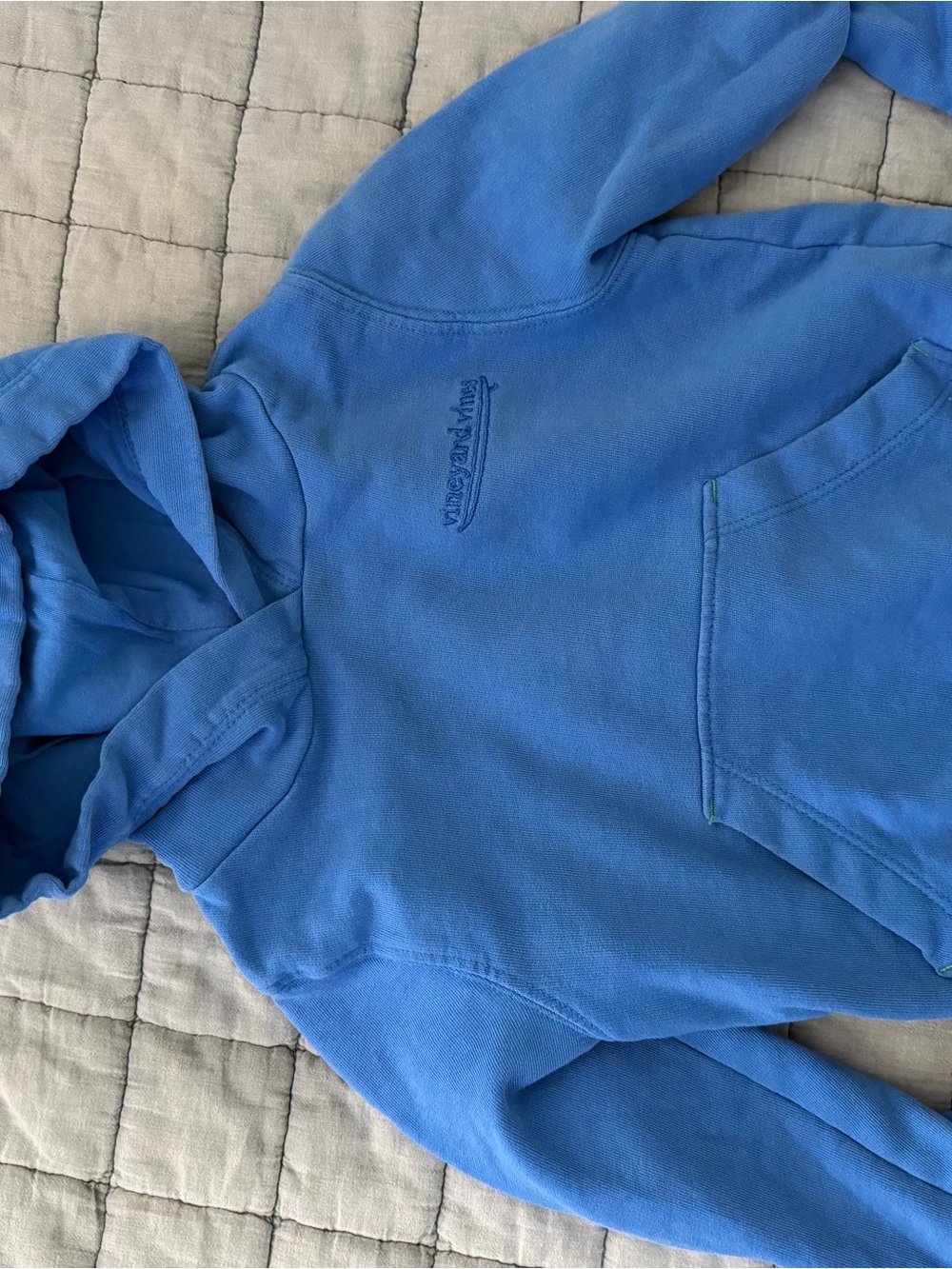 Vineyard Vines Light Blue Hooded Pullover with Contrast Trim